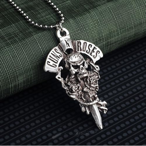 Rock Kuru Kafalı Kılıç Erkek Kolye Takı Aksesuar - Görsel 2