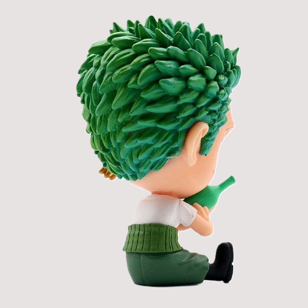 Awestuffs Zoro Polyvinyl Chloride Action Figure Limited Edition (Zoro With Bottle),Green-Black,5 X 4 cm 1