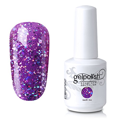 Elite99 Soak-Off UV LED Gel Polish Nail Art Manicure Lacquer Glitter Plum 351 15ml Elite99 Soak-Off UV LED Gel Polish Nail Art Manicure Lacquer Glitter Plum 351 15ml