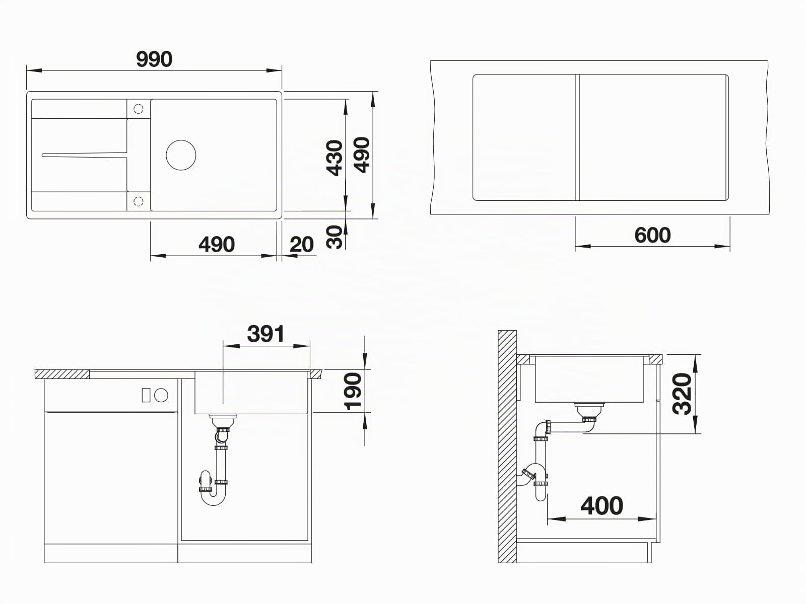BLANCO METRA XL 6 S-F | Granitspüle aus SILGRANIT schwarz | [99x49x20,2 cm] | für 60 cm breite Unterschränke | Einbauart: Flächenbündig | Reinigungsfreundliche Öberfläche | reversibel