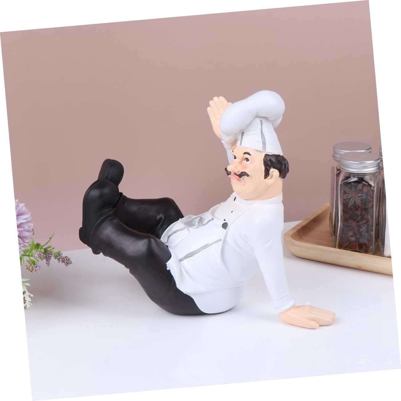 Statua di Chef in Resina Design Classico Decorazione per Ristorante e Casa Base Stabile per Arredamento Cucina e Tavolo