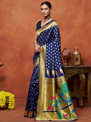 Image of EthnicJunction Women's Silk Blend Woven Paithani saree With Blouse Piece | Wedding Saree | Heavy Saree
