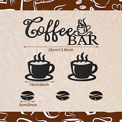 Image of Ferraycle Coffee Bar Rustic Metal Sign Rustic Coffee Bar Hanging Wall Decor Coffee Signs for Coffee Bar Metal Coffee Wall Art for Coffee Bar Home Office Kitchen (Coffee Bar, Bean and Cup Style)