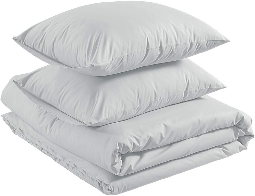 Amazon Basics Organic Percale Duvet Comforter Cover Set, King, Soft Grey