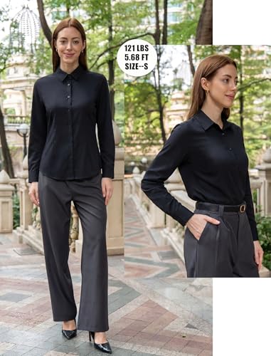 Image of Zeagoo Women's Wrinkle Free Button Down Shirts Long Sleeve Dress Shirts Collared Business Casual Blouses Tops XS-3XL