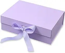 Caixa Para Presente Reforçada Rígida de Papel com Imã e Laço Cetim Embalagem PegPack (Lilás, 23x17x7cm)