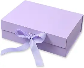 Caixa Para Presente Reforçada Rígida de Papel com Imã e Laço Cetim Embalagem PegPack (Lilás, 23x17x7cm)