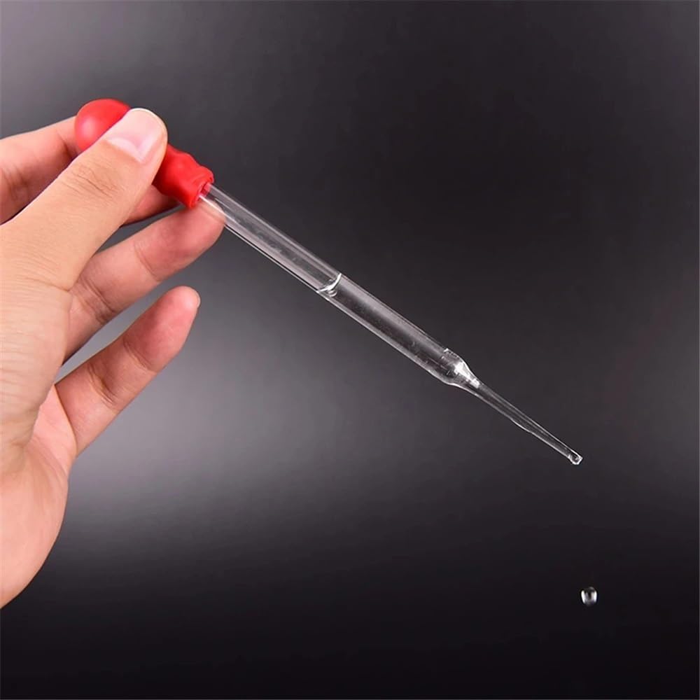 Pipeta de transferencia de vidrio, Pipeta Gotero Vidrio 10ml Cabeza Goma Roja 5 Piezas 120mm
