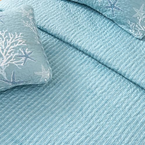 Full-Queen-Coastal-Quilt-Bedding-Set-Summer-Coastal-Quilt-with-Shams-Beach-3-Piece-Reversible-All-Season-Bedspread-Quilt-Set-Lightweight-Nautical-Quilted-Coverlet-Fenwick-Collection-Ether-Blue Full Queen Coastal Quilt Bedding Set Summer Coastal Quilt with Shams Beach 3 Piece Reversible All Season Bedspread Quilt Set Lightweight Nautical Quilted Coverlet Fenwick Collection Ether Blue