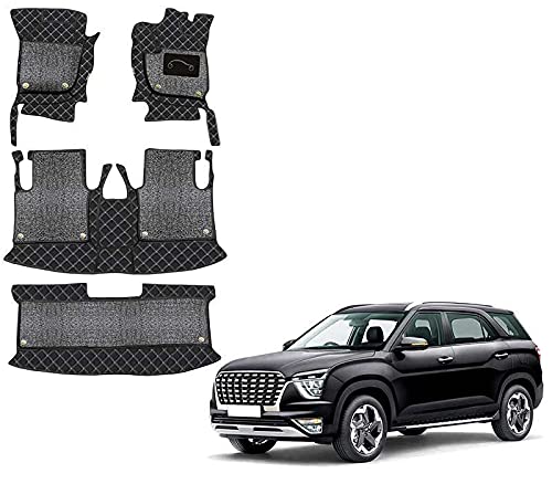 7D Leather Car Floor Mats for Hyundai Alcazar (Black) : Amazon.in: Car ...