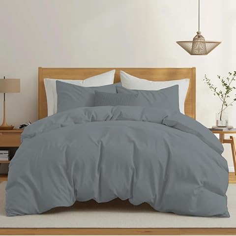 Rohi Easy Care Grey Double Duvet Set Cover