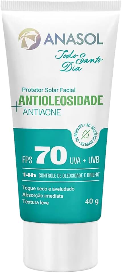 Anasol Protetor Solar Facial Antioleosidade Antiacne Todo Santo Dia FPS70 40g