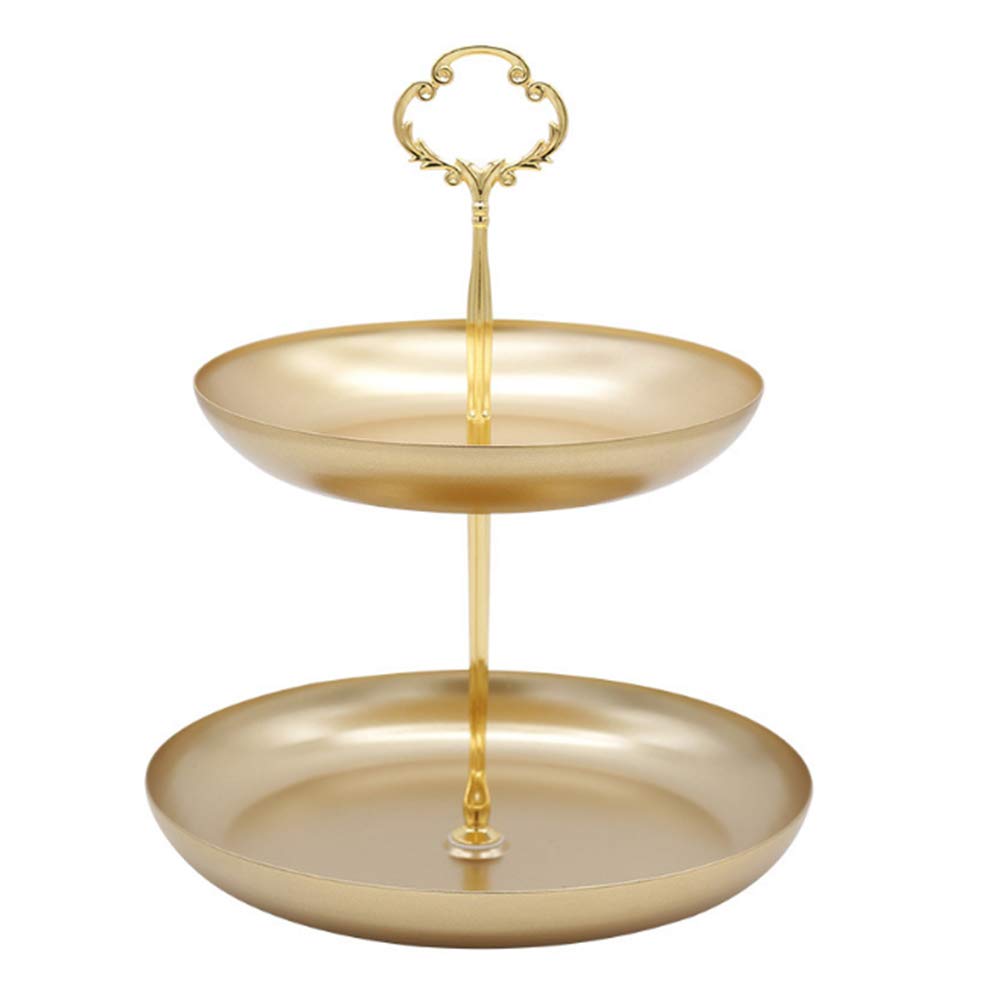 GYY Double-Layer Metal Storage Tray 2 Tier Desktop Jewelry Display Rack Cosmetic Storage Box Entrance Key Rack Dessert Booth Decorations Ornaments