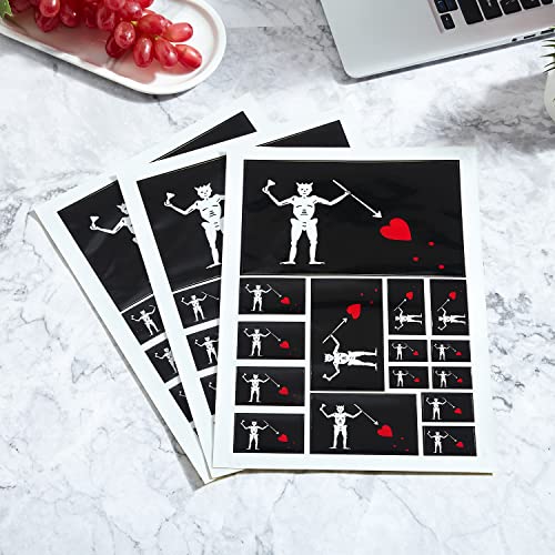 Image of CANTENDO 3 Pack Pirate Edward Teach Flag Decal - Pirate Edward Teach Flags Reflective Vinyl Car Stickers - for Car Window Bumper Waterproof Sticker (12 x 8.5 Inch)