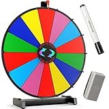 18 Inch Heavy Duty Spinning Prize Wheel - 14 Slots Color Tabletop Roulette Wheel of Fortune - Spin The Wheel with Dry Erase Marker and Eraser Win The Fortune Spin Game for Carnival and Trade Show