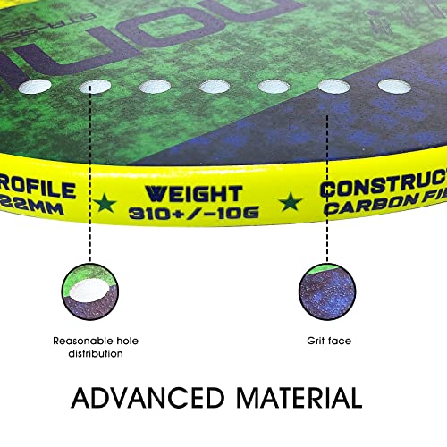 Beach Tennis Paddle Carbon Fiber With Eva Memory Foam Core Beach Tennis Racket Set(Yellow) #TOP1