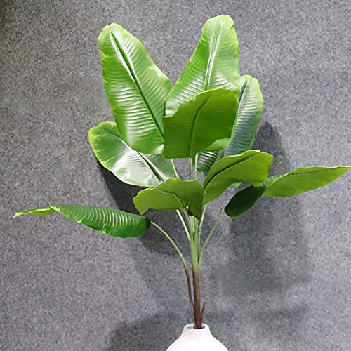 LAMF Plantas artificiales de hojas tropicales de imitación de plátano de imitación de hojas de palmera tropicales grandes, hojas de imitación para el hogar, cocina, boda, fiesta, arreglo de flores