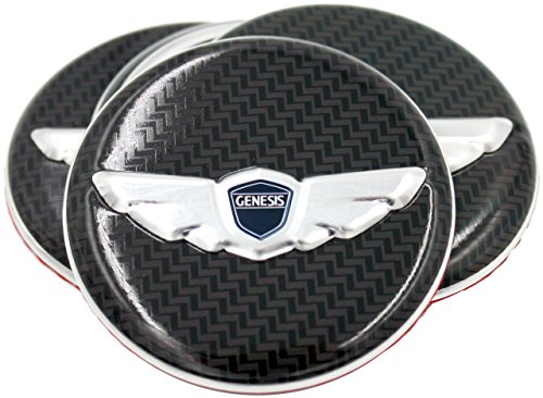 3D Carbon Optic Genesis Wing Wheel Cap Emblem Overlay Set 4pc for Coupe & Sedan (Loden)