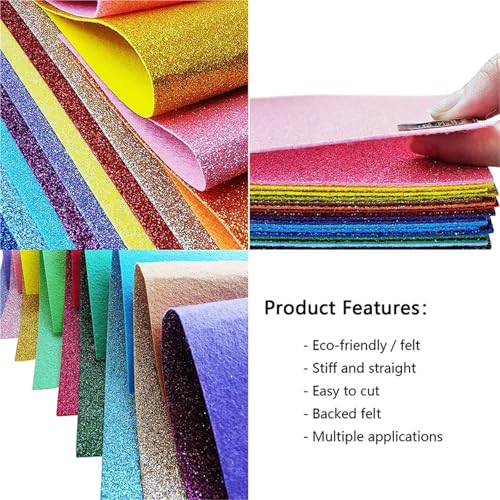 Feuilles de feutre pailleté or 20 couleurs lot pour fêtes