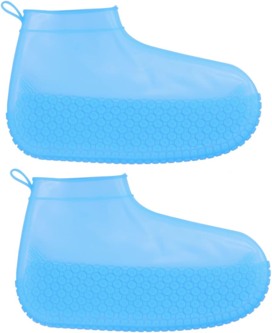 Unomor 1Pair Rain Shoe Covers Wearproof Slip Silicone Shoe Protectors for Outdoor Activities Lightweight Footwear Blue Easy to Clean and Store