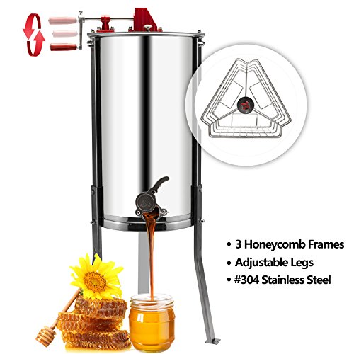VINGLI 3 Frames Manual Honey Extractor Separator, Food Grade Stainless Steel Honeycomb Spinner Drum Crank By Hand With Adjustable Height Stands, Beekeeping Pro Extraction Apiary Centrifuge Equipment - Image 3