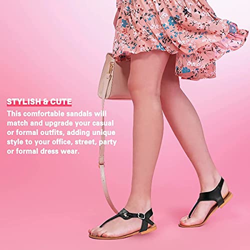 Sandals for women - Womens Comfortable Cute Flat Thong Sandals - Women’s Summer Sandal Shoes with Adjustable Ankle Buckle T-Strap3