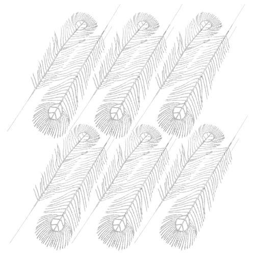 Veemoon 12 Pièces Plumage de Paon Argentées pour Décoration de Noël, Accessoires Flexibles en Plastique pour Centres de Table et Arrangements Floraux...