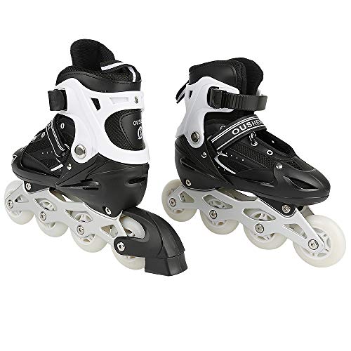 Rollers en Ligne à Taille Réglable Patins pour Enfants, Adolescents, Adultes, Débutants (Noir, M (EU 35-38)) Cover