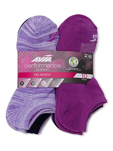 Image of Avia Performance Womens' No Show Cushion Socks (10-Pair Packs, Sock size 9-11; fits shoe size 4-10)