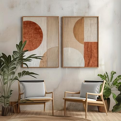 Décoration intérieure géométrique abstraite et affiche murale beige terracotta