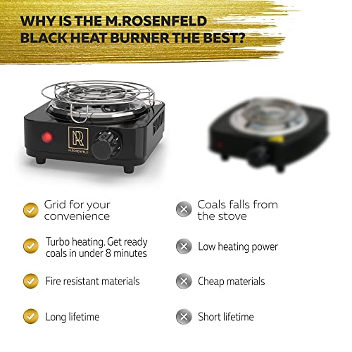 Coal Burner For Hookah Cubes 500W With Grid – Black Heat Hookah Charcoal Burner Electric For Shisha With Grill & Free Hookah Tongs Hookah Starter Strong Durable 304 Steel Coil Hookah Coals Burner #TOP3