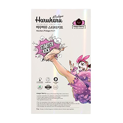 Haruharu Prologue Maqui Berry Mask Pack Starter Set (25ml x 4EA) for Soothing, Moisture, Lifting, Brightening