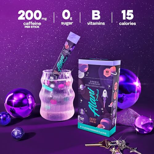 Image of Alani Nu COSMIC STARDUST, Energy Sticks Drink Powder, 200mg Caffeine, Pre Workout Performance with Antioxidants, On-The-Go Drink Mix, Biotin, B Vitamins, Zero Sugar, 5 Calories, 10 Pack