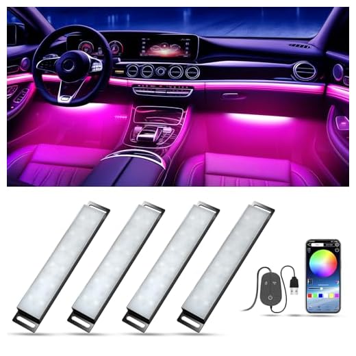 Honalia Car LED Lights Interior, RGB Interior Car Lights with App Control and Music Sync, USB Under Dash LED Lights for Jeeps Trucks SUVs, DC 5V