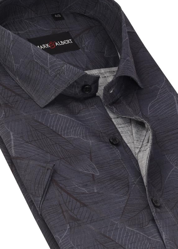 Image of MARK & ALBERT Men's 100% Cotton Half Sleeves Slim Fit Mens Shirt