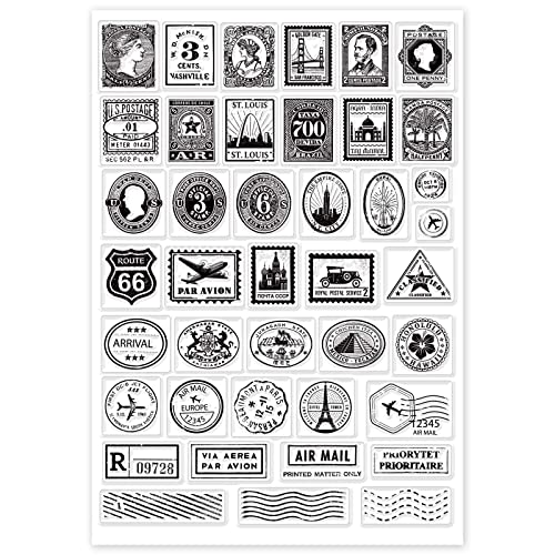 GLOBLELAND Tampons Transparents Timbre Vintage pour DIY Scrapbooking Décor Lettres Cartes Postales Tampons en Silicone Transparent pour Faire des Cartes Album Photo Décor 21x29.7cm – vue 8