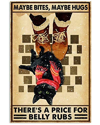 Black Cat Maybe Bites for Belly Strobs Decor Poster Wall Art Tin Sign Decor Poster Targa in metallo 20 x 30 cm