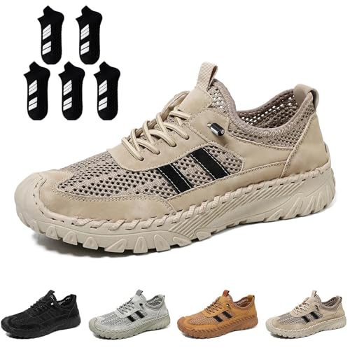 Zenfaze Orthopedic Shoes for Men, Slip-On Orthopedic Leather Hiking Shoes, Arch Support - Breathable Light Non-Slip