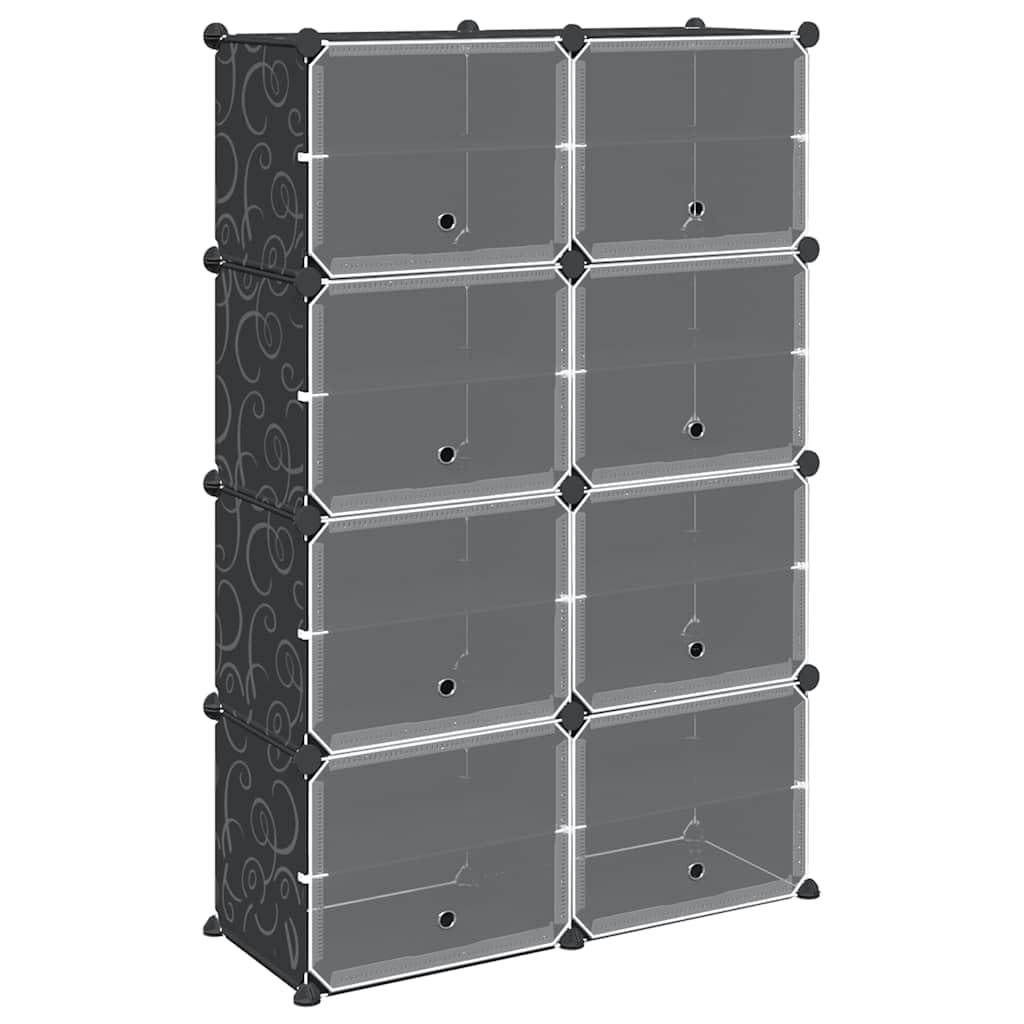 Estantería Cubos 8 Compartimentos PP Negro | Ligero, Resistente al Agua, Fácil de Limpiar, Montaje Rápido, Ideal para Ropa, Zapatos y Libros