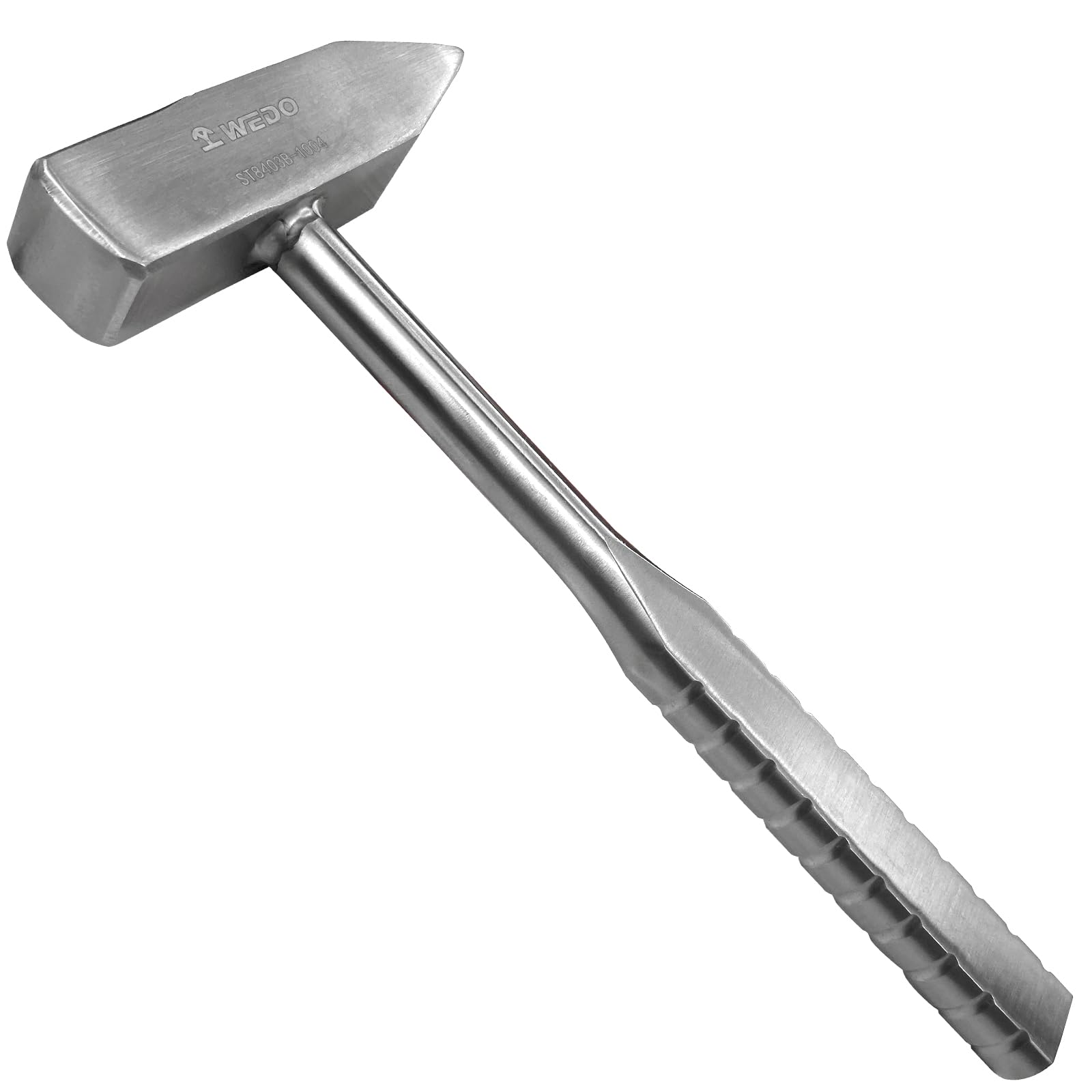 WEDO Stainless Steel Cross Pein Hammer 500g(1lb),Cross Pein Engineers Hammer with Flat Handle,Length 240mm,Corrosion Resistant