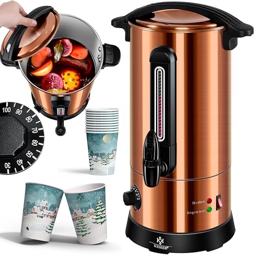 KESSER® Bouilloire à vin Chaud en Acier Inoxydable 10 l avec 10 Tasses avec Thermostat -...
