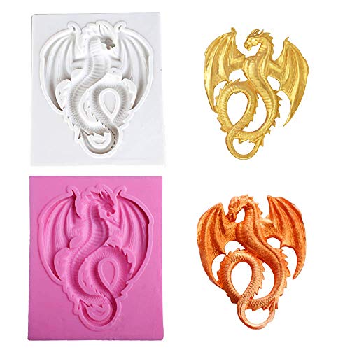 2Pcs Dragon Silicone Fondant Mold Cake Sugarcraft Decorating Mould Chocolate Candy Gumpaste Mold Candy Fimo Clay Polymer Clay Epoxy Resin Tool #TOP20