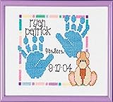 Janlynn Special Moments Baby Handprints 7 by 5-Inch 14 Count Magenta Frame Counted Cross Stitch Kit, Mini