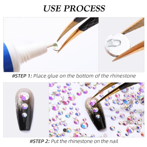 Image of Crystal AB Flatback Rhinestones SS3 (1.3-1.4mm), 1440pcs Glass Nail Gems, Non Hotfix Rhinestones for Nails, Crafts, Clothing, DIY Bling Decorations