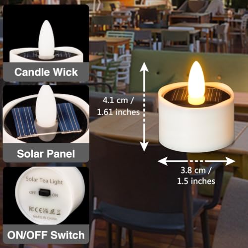 Image of HL Solar Tea Lights, 8PCS Outdoor Waterproof Flameless Candles, Dusk to Dawn Rechargeable Battery LED Tea Lights for Lantern, Garden, Camping, Home Decor (Warm White, 1.5''x1.61'')