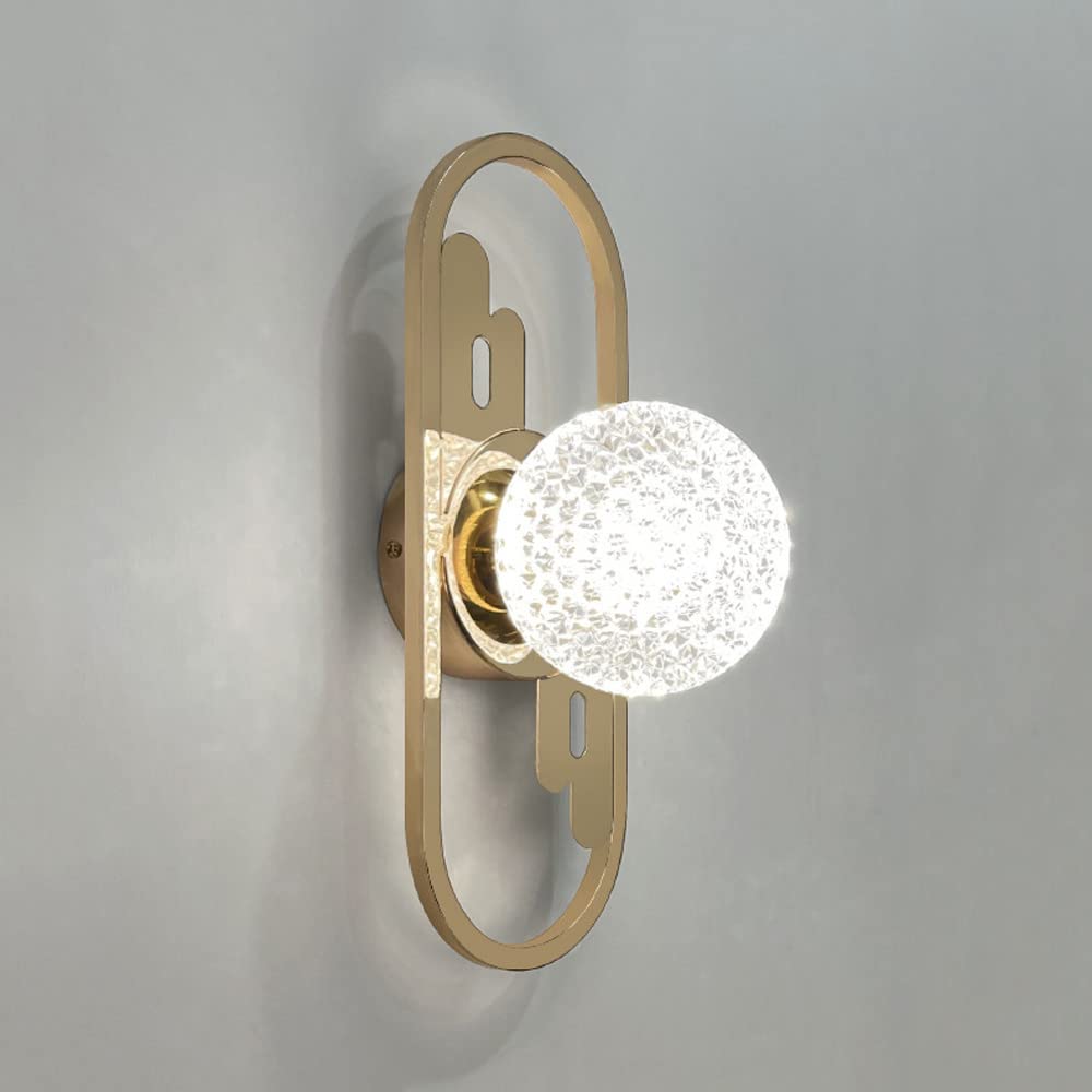 SXSCARKX Globe Wall Sconce Gold Metal Mount Lighting Fixture Postmodern Lamp, Luxurious Bedroom Bedside Lights Geometric Wall-Mounted Lamps for Living Room Hallway