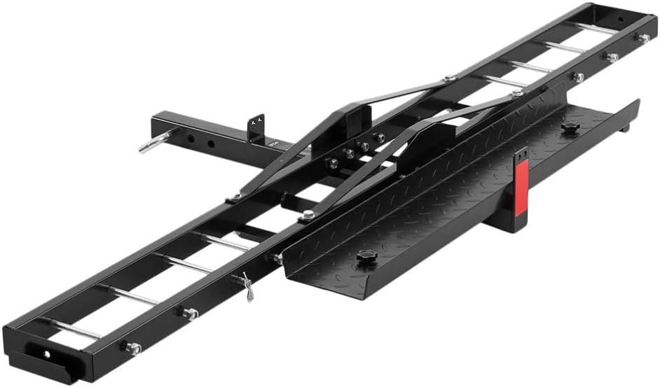 BESPORTBLE Motorcycle Trailer Hitch Carrier: Anti-Tilt Scooter Dirt Bike 600 LBS Capacity- Hitch Mount Rack with Loading Ramp for Motorbikes