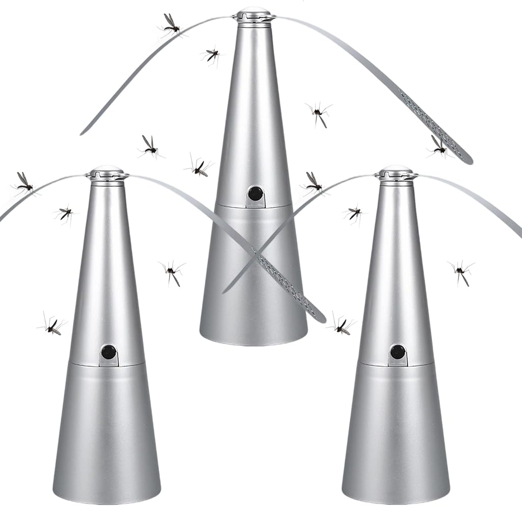 Fly Fans for Tables, Portable Fly Fan with Soft HolographicBlade, Electric Table Spinner Keep Flys Away from Your Food, Fly Repellent Fan for Outdoor Indoors Picnics (3PCS)