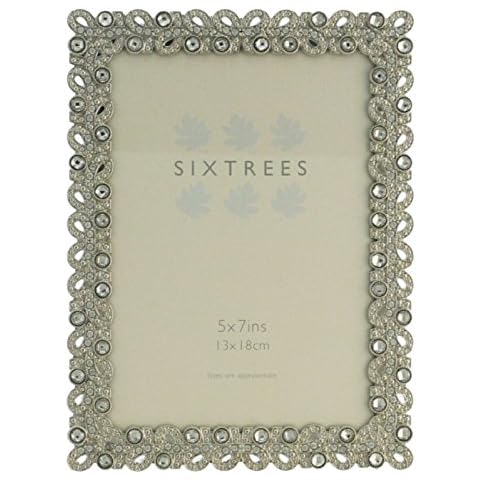 Antique Vintage and Shabby Chic Style silver metal photo frame with beads and crystals effect for a 7" x 5" (178 x 127mm) picture -Beatrice by Sixtrees Cover