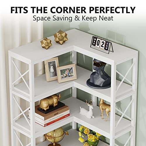 Image of Tribesigns 7-Shelf Corner Bookshelf,Large Modern Corner Bookcase, 7-Tier Tall Corner Shelf Storage Display Rack with Metal Frame for Living Room Home Office (White)